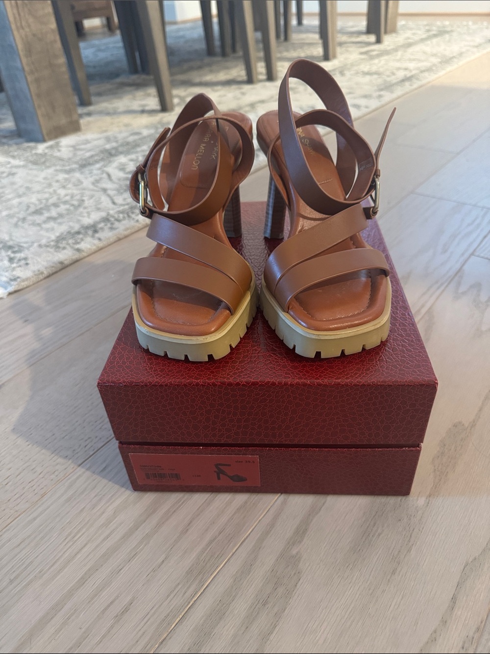 Tamara Mellon Brown Leather Platform Lug Sandals